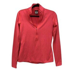 Nike Pro Dri-Fit Womens Coral Quarter Zip Long Sleeve Pullover Size M Sweater
